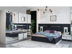 CHAMBRE A COUCHER 180X200 COMPLETE LAGOS PORTES BATTANTES