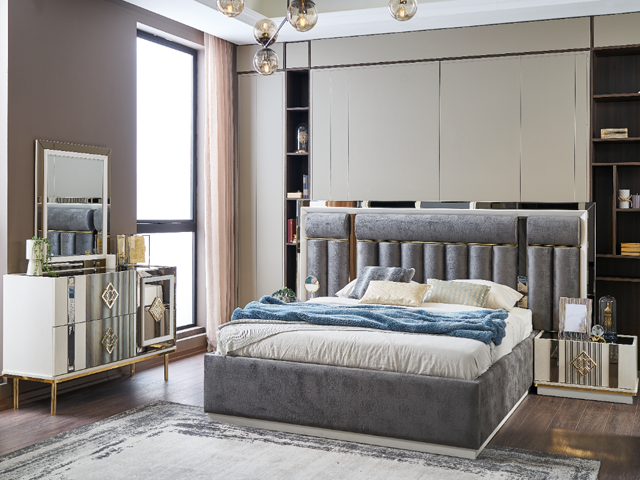 CHAMBRE A COUCHER 180X200 COMPLETE REF MAYA PORTES COULISSANTES