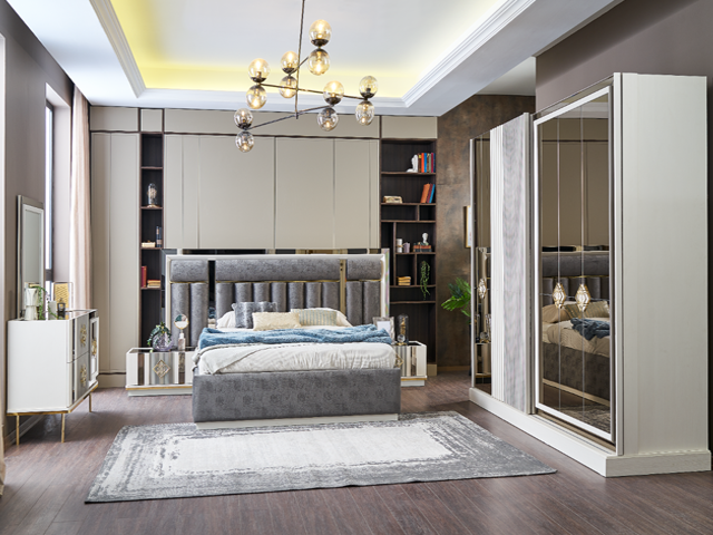 CHAMBRE A COUCHER 180X200 COMPLETE REF MAYA PORTES COULISSANTES