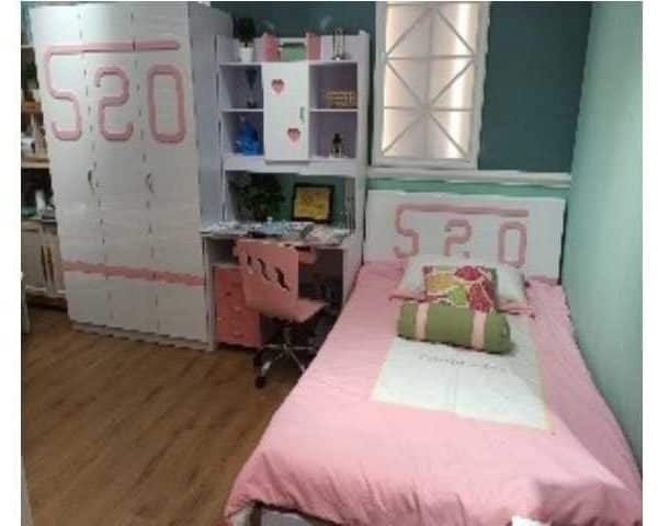 CHAMBRE A COUCHER ENFANT COMPLETE 120X190 REF 886 ROSE/BLANCHE