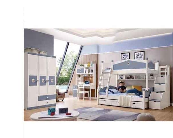 CHAMBRE A COUCHER ENFANT 120X190 REF 911 SUPERPOSEE BLEU/BLANC