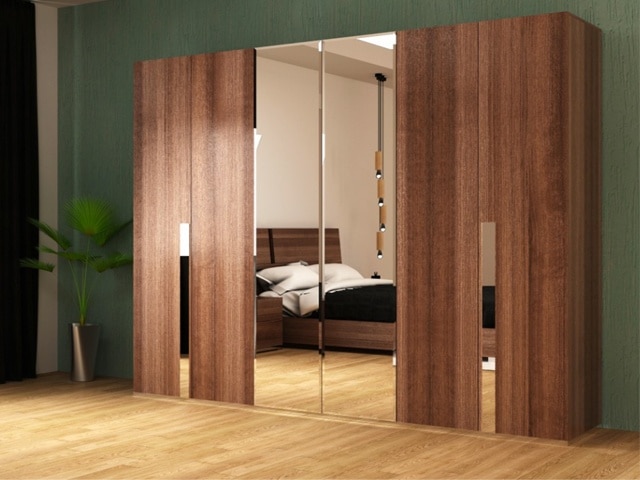 CHAMBRE A COUCHER 180X200 COMPLETE REF 0127 6 PORTES MARRON BLANC