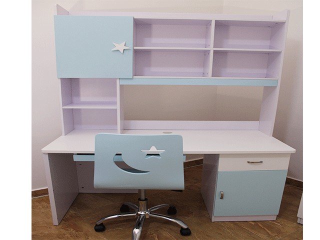 CHAMBRE A COUCHER ENFANT COMPLETE 120X190 REF 851 BLEU CLAIR/BLANCHE