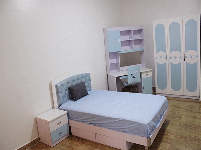 CHAMBRE A COUCHER ENFANT COMPLETE 120X190 REF 851 BLEU CLAIR/BLANCHE