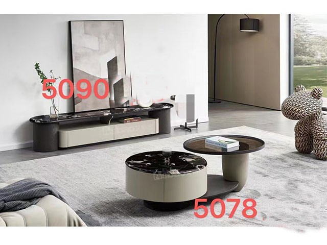 TABLE TELEVISEUR REF 5090+TABLE BASSE REF 5078 MARRON/BEIGE