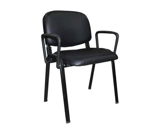 CHAISE VISITEUR PU M9-2 MARRON AVEC ACCOUDOIR