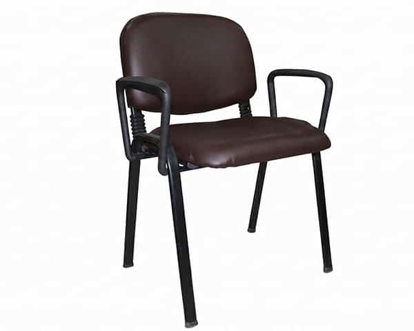 CHAISE VISITEUR PU M9-2 MARRON AVEC ACCOUDOIR