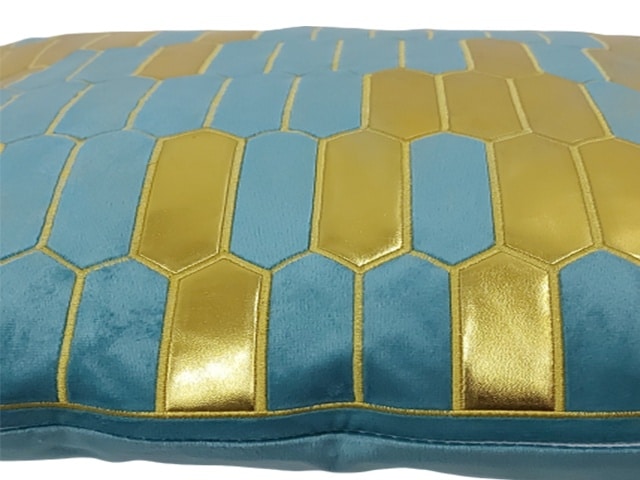 COUSSIN 46X46 BLEU CLAIR DOREE RECOND