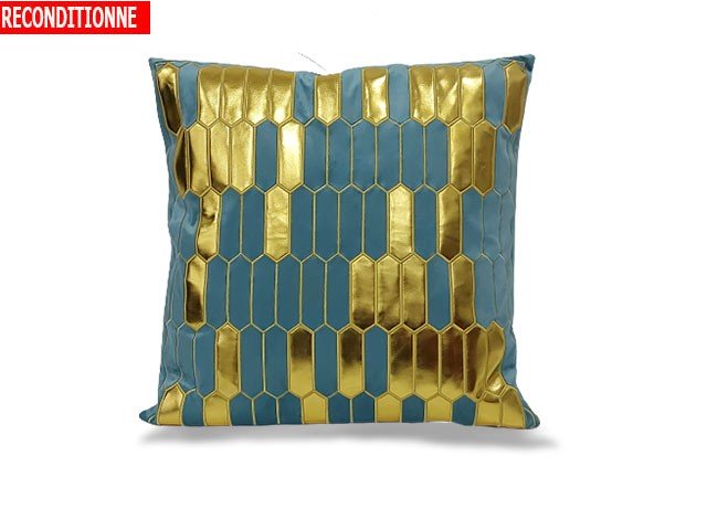 COUSSIN 46X46 BLEU CLAIR DOREE RECOND