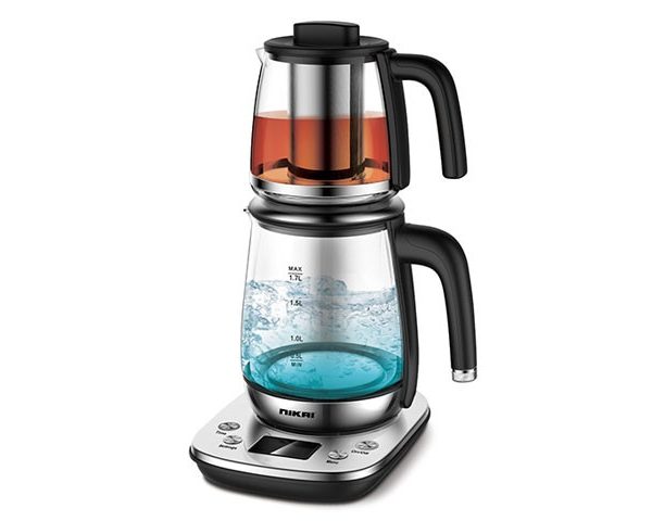 BOUILLOIRE ELECTRIQUE 1.7L+THETHIERE VERRE NIKAI NTM2939G