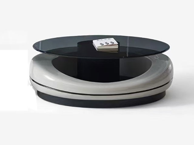 TABLE BASSE AVEC VERRE 2412# 940X745X350 COULEUR GRIS NOIR