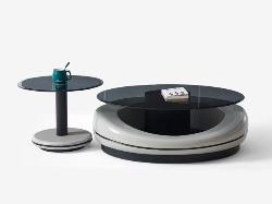 TABLE BASSE AVEC VERRE 2412# 940X745X350 COULEUR GRIS NOIR