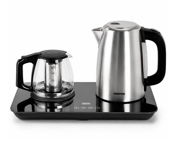 BOUILLOIRE ELECTRIQUE EN VERRE 1.7L GEEPAS INOX+THETHIERE 1L GTM38045