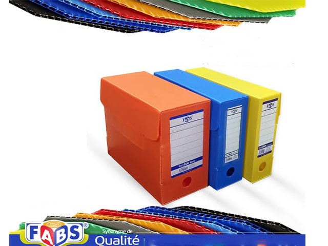 BOITE ARCHIVE EN PLASTIQUE DOS 150 FABS COULEURS ASSORTIES