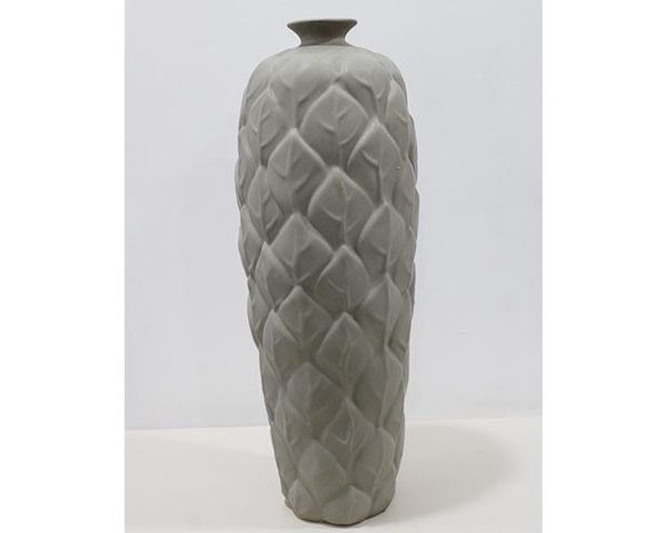 VASE DE DECORATION REF CV32-2 18X18X50 COULEUR GRIS