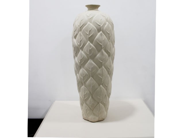 VASE DE DECORATION REF CV32-1 21.1X21.1X60 COULEUR BEIGE