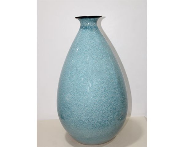 VASE DE DECORATION REF S061-2 23X23X68 COULEUR BLEU