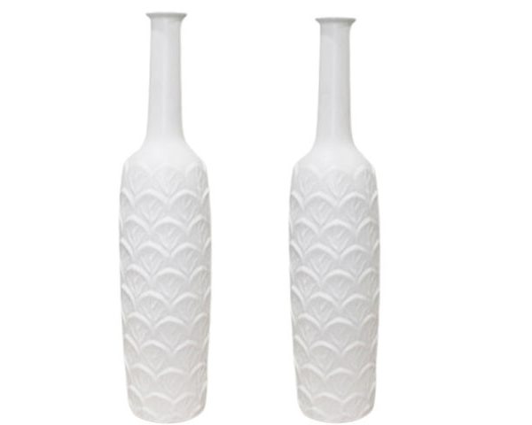 VASE DE DECORATION SET 2PCS REF 65-1WB 65-3WB COULEUR BLANC
