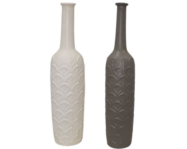VASE DE DECORATION SET 2PCS REF 65-1WA 65-3WA COULEUR GRIS / BEIGE