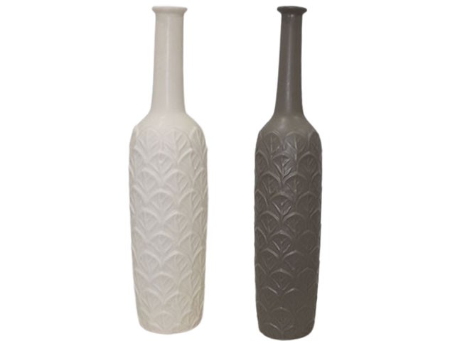 VASE DE DECORATION SET 2PCS REF 65-1WA 65-3WA COULEUR GRIS / BEIGE