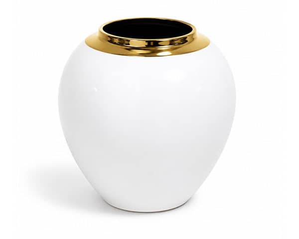 VASE DE DECORATION REF 513 22X22XH20 COULEUR BLANC DORE PM