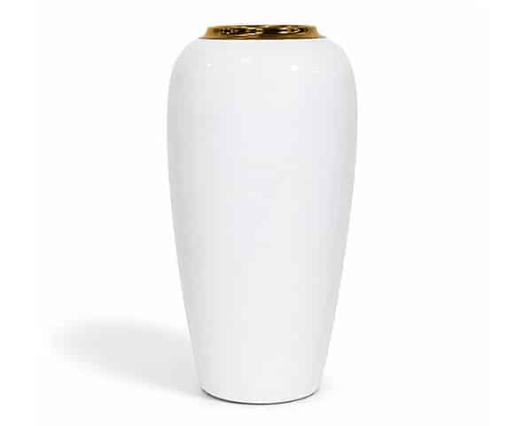 VASE DE DECORATION REF 513 17X17XH33 COULEUR BLANC DORE MM