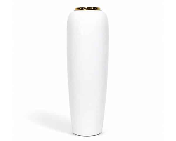 VASE DE DECORATION REF 513 15X15XH40 COULEUR BLANC DORE GM