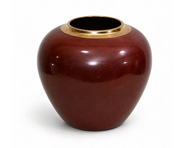 VASE DE DECORATION REF 513 22X22X20 COULEUR MARRON DORE PM