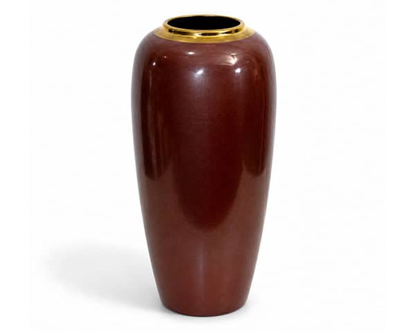 VASE DE DECORATION REF 513 17X17X33 COULEUR MARRON DORE MM