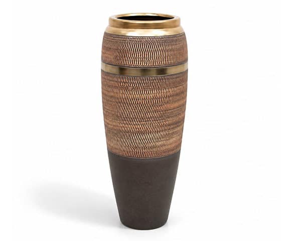 VASE DE DECORATION REF 029-2 26X26XH58 NOIRE SAUMON DORE PM
