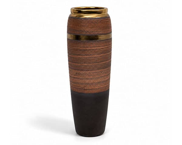 VASE DE DECORATION REF 029-2 26X26 H58 NOIRE SAUMON DORE GM