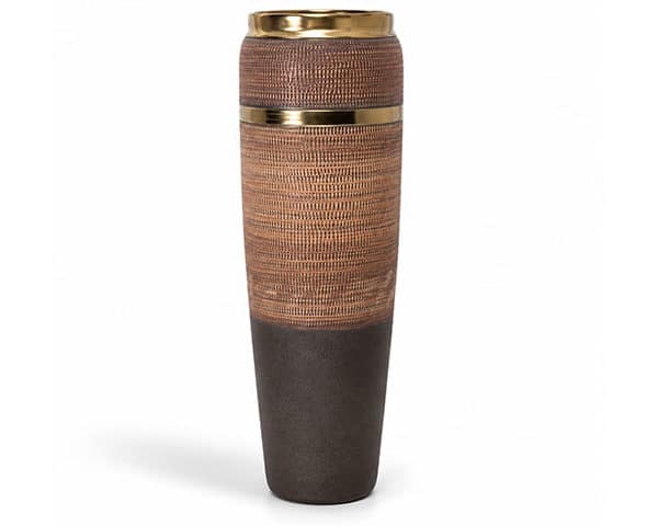 VASE DE DECORATION REF 029-1 30X30XH78 NOIRE SAUMON DORE GM