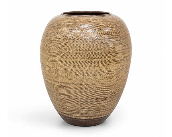 VASE DE DECORATION REF 7087 40X40X90 COULEUR MARRON TABAC MM