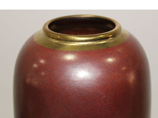 VASE DE DECORATION REF 513 17X17X33 COULEUR MARRON DORE MM