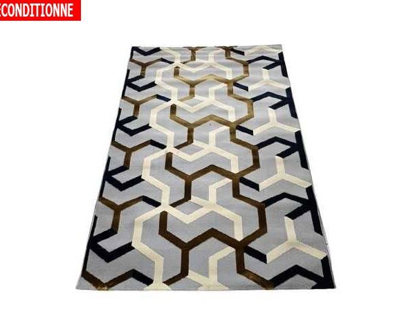 MOQUETTE REF PS 80034-504 160X230 COULEUR GRIS/JAUNE/BLEU RECOND