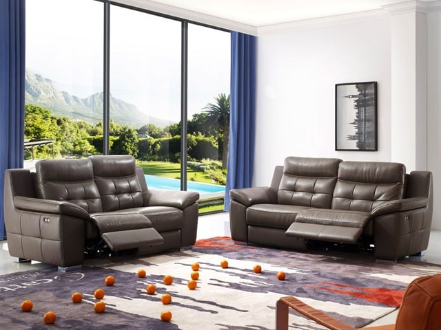 SALON CUIR 7 PLACES SE-660 COULEUR A88 MARRON FONCE