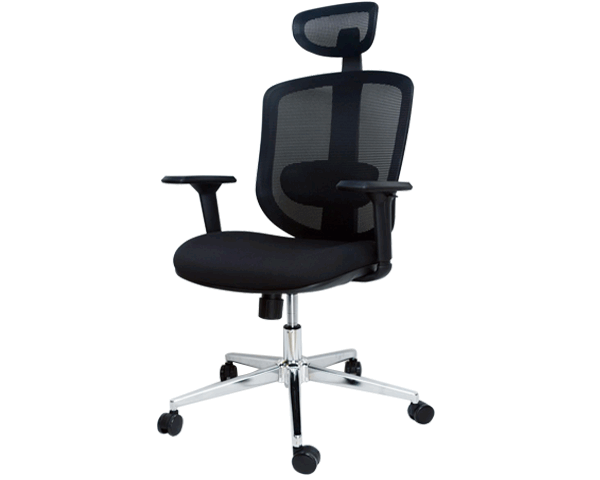 FAUTEUIL DOSSIER HAUT A MAILLE MS-06H NOIR ORTHOPEDIQUE