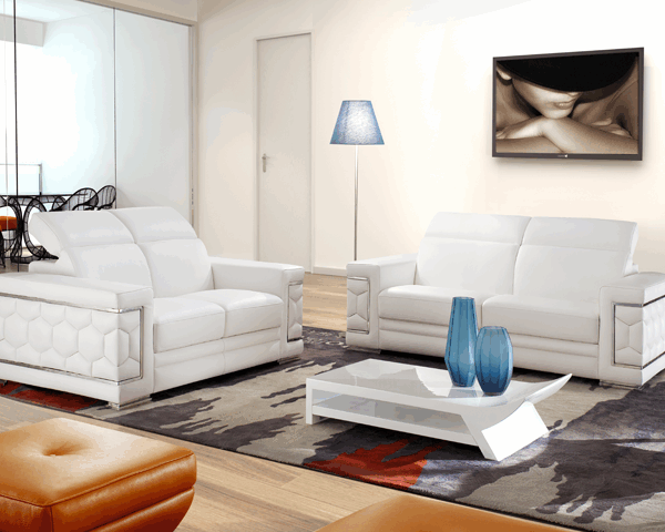 SALON CUIR 6 PLACES S-692 COULEUR CAMEL A0252