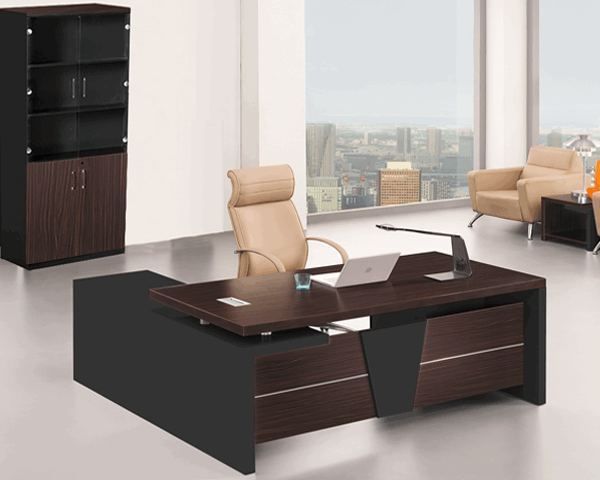 BUREAU DIRECTION M616 RETOUR LEFT 2000*900*760 ROSEWOOD ZEBRANO NOIR
