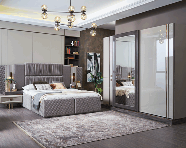 CHAMBRE A COUCHER 180X200 COMPLETE DANTE PORTES COULISSANTES