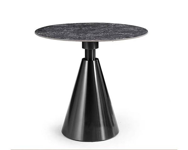 TABLE TETE A TETE EN MARBRE 2 PLACES RONDE QTZ-003 80x80 NOIR