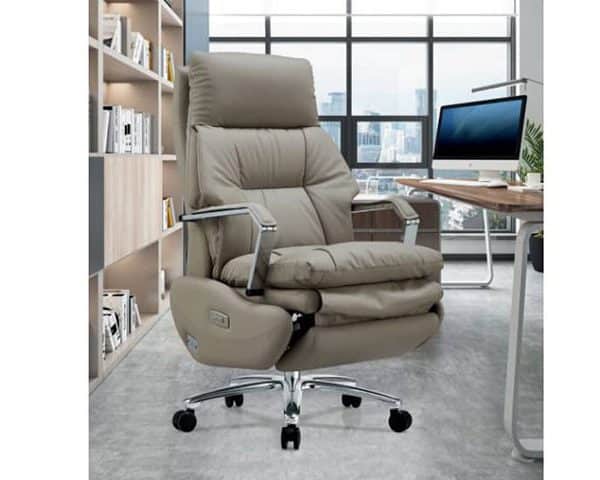 FAUTEUIL PRESIDENT ELECTRIC MASSAGE CUIR H-A021 GRIS FONCE-2506