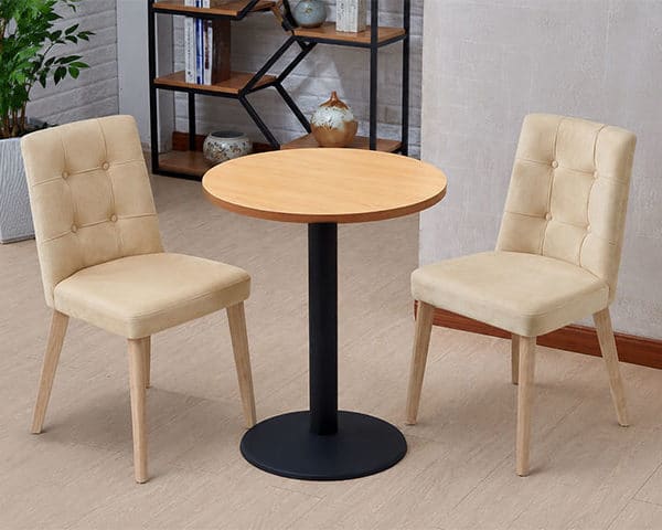 TABLE TETE A TETE EN BOIS 2 PLACES RONDE QTZ-001 63x90 MARRON/NOIR