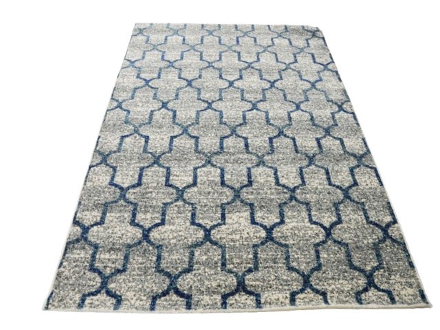 MOQUETTE REF BY376 160X230  COULEUR BEIGE /BLEU/GRIS