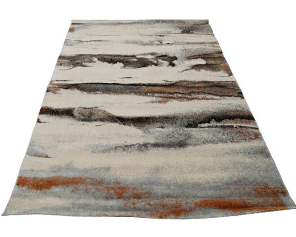 MOQUETTE 160*230 REF TJ05 COULEUR GRIS/BEIGE /ORANGE