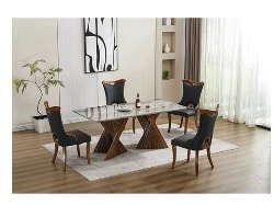 TABLE A MANGER EN MARBRE 8 PLCES REF 824+3983-4 1800X900X750 GRIS/MAR