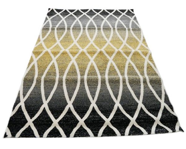 MOQUETTE REF BY8805 160X230 COULEUR BEICE/NOIR/JAUNE