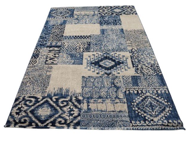 MOQUETTE 160*230 REF 6257 COULEUR BLEU/ BEIGE