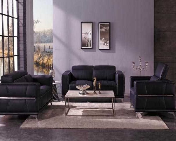 SALON CUIR 6 PLACES FM302 VEGA CLR GRIS FONCE 2834