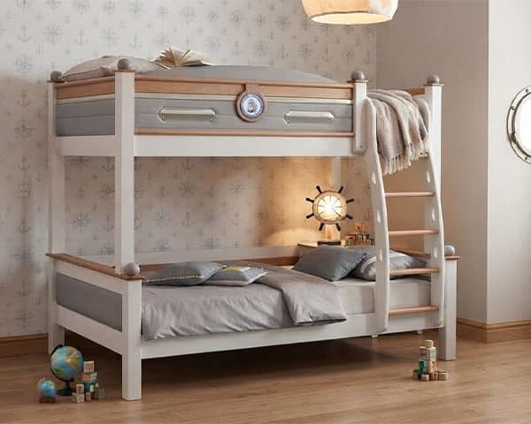CHAMBRE A COUCHER ENFANT 120X190 722/720 SUPERPOSEE BLAN/GRIS/MARON